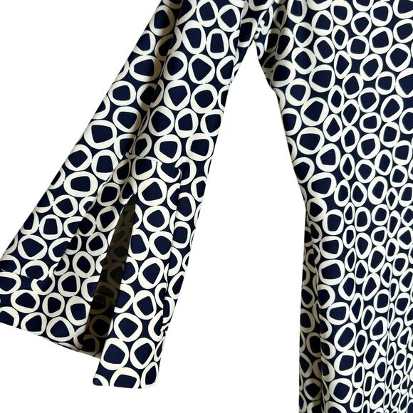 Jude Connally Megan Geometric 3/4 Sleeve A-Line Mini Dress Small Navy Blue/White - Picture 3 of 5